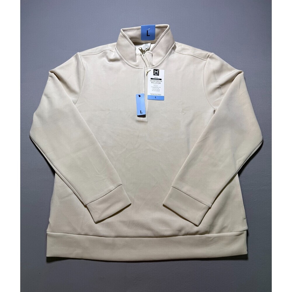 NWT Member's Mark Quarter Zip Pullover Sweatshirt Men's Large Beige Long Sleeve